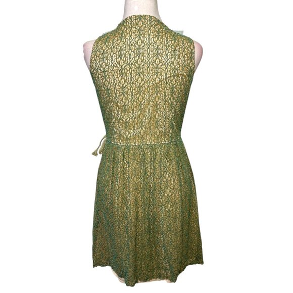 Coquette Victorian Sheer Whimsigoth Bow Ruffle Feminine Dress Cottage Medium - Picture 5 of 14